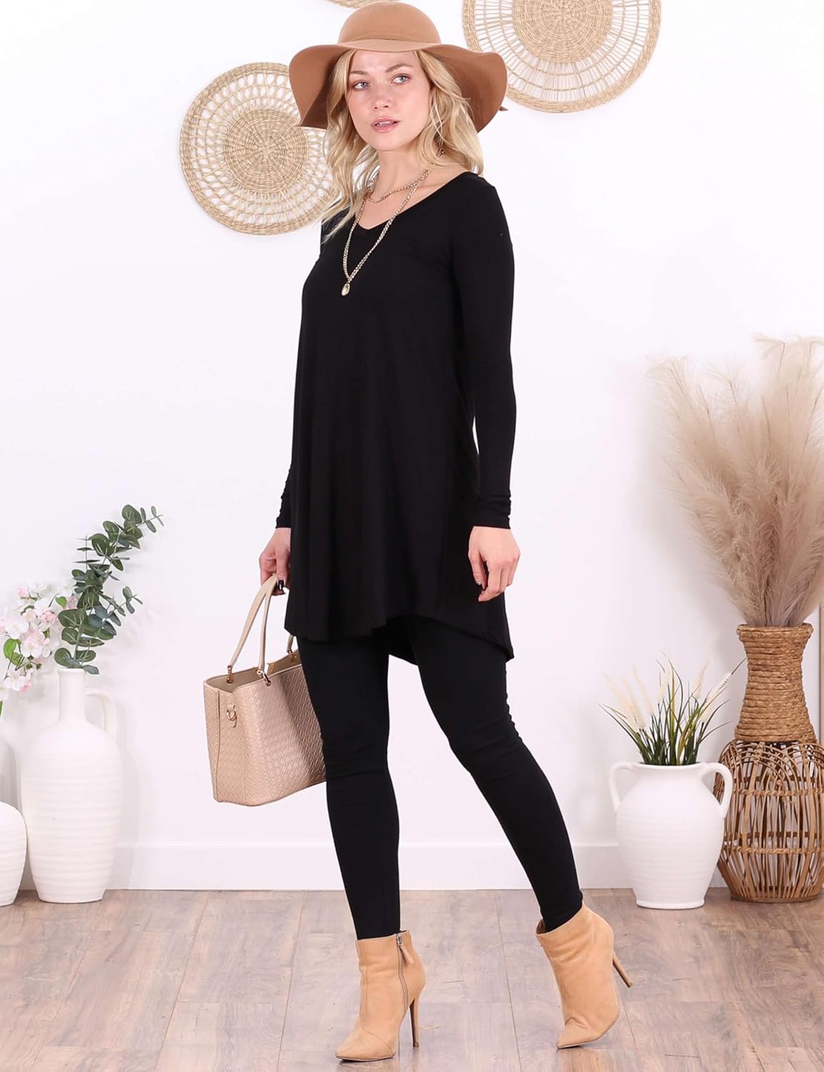Popana Long Sleeve Tunic Tops for Women, Loose Fit Dressy Long Tops to Wear with Leggings, Soft Stretchy Tunic Top - Image 4