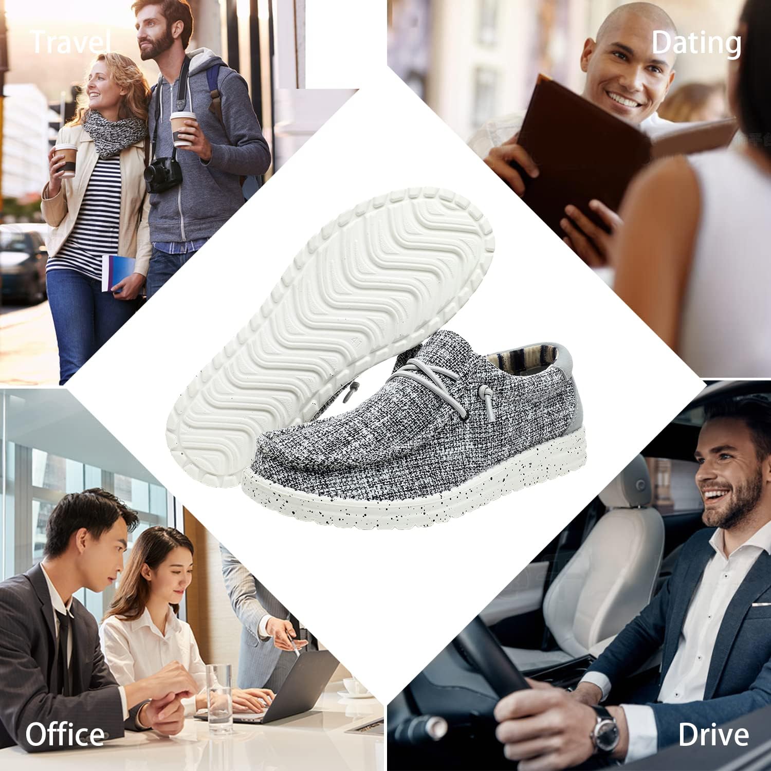 JSWEI Men's Machine-Washable Summer Loafers Lace Up Casual Slip-On Shoes Lightweight Comfortable Soft Sole WalkingTraveling, Beach, Gifts for Men Shoes Loafers Stretch - Image 2