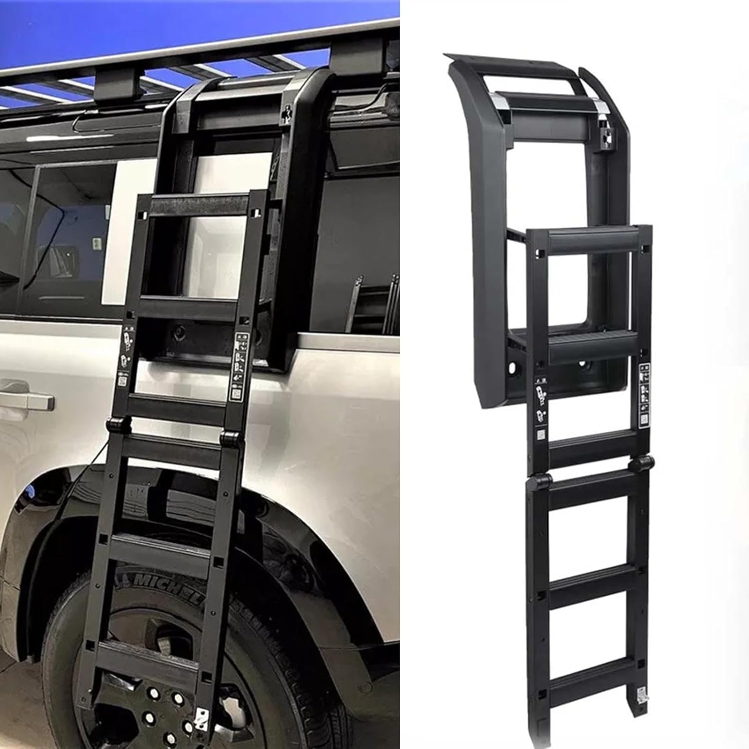 Foldable Liftable Ladder Protective Frame Roof Rack Access Fits for LR Defender 110 2020-2024 2025