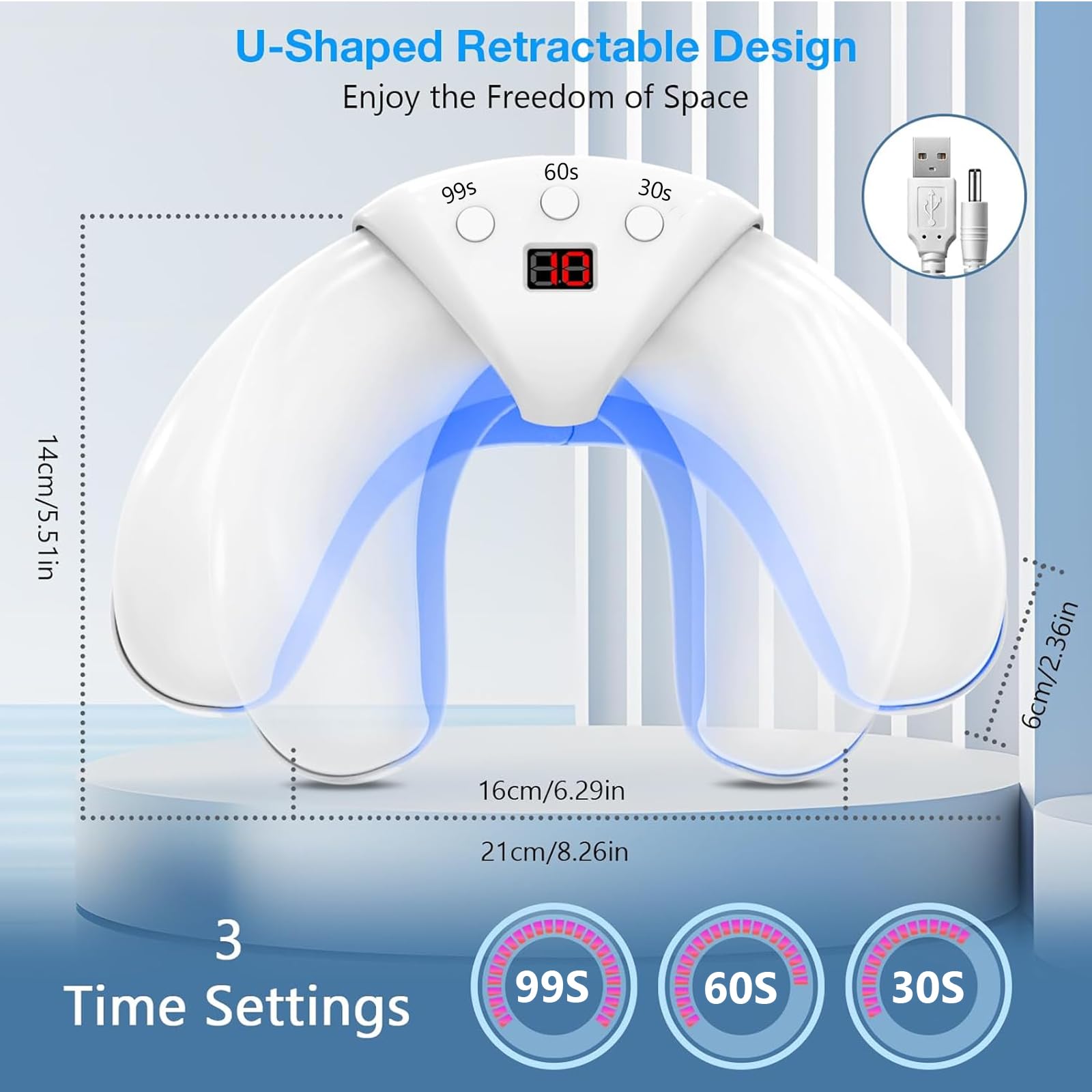 Dispositivo de Láser de Hongos Uñas Regulable, dispositivo para limpiar y cuidar las uñas, para varias uñas de manos y dedos de los pies, para uñas dañadas y decoloradas, con pantalla digital y funció