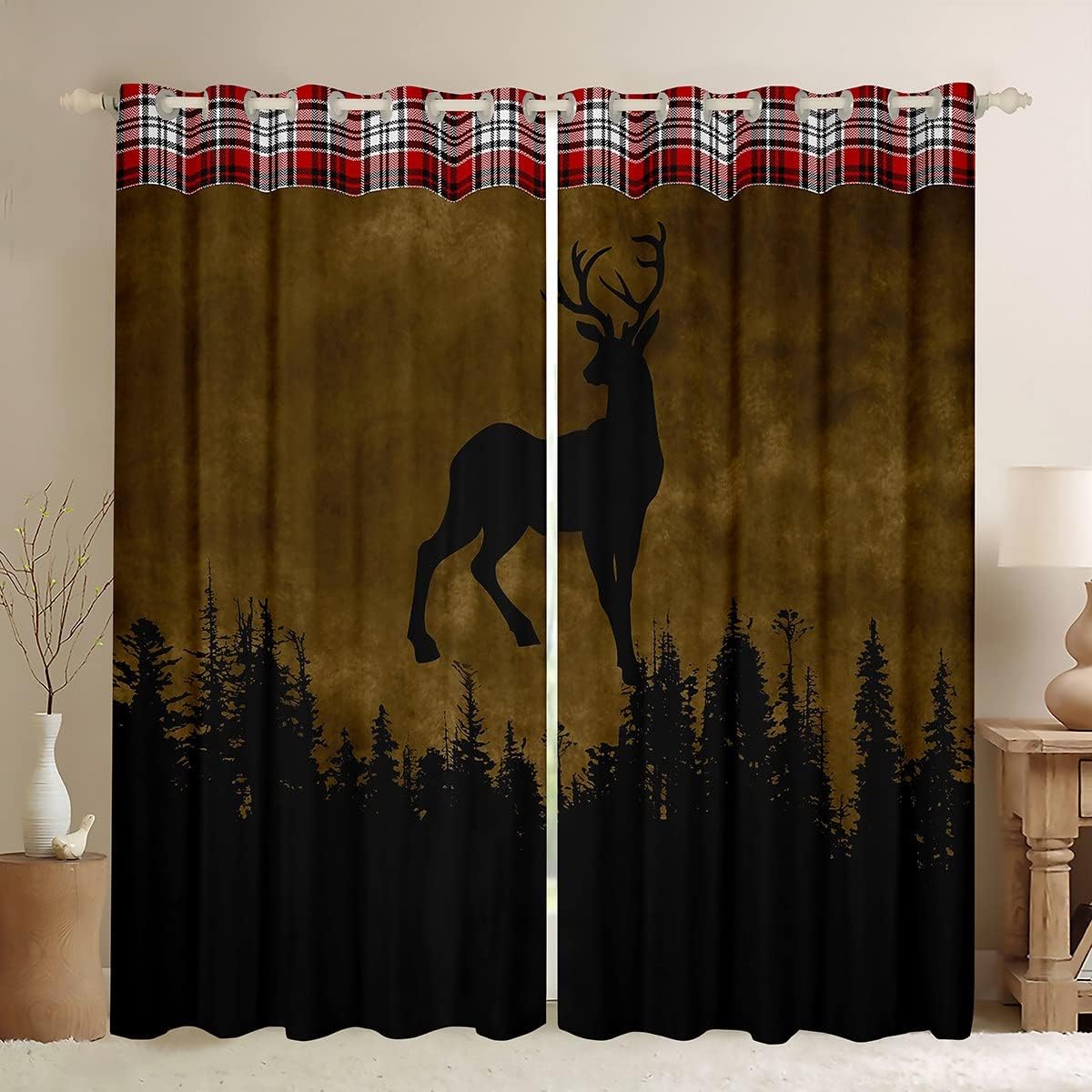 Rustic Farmhouse Curtains Deer Hunting Blackout Curtains