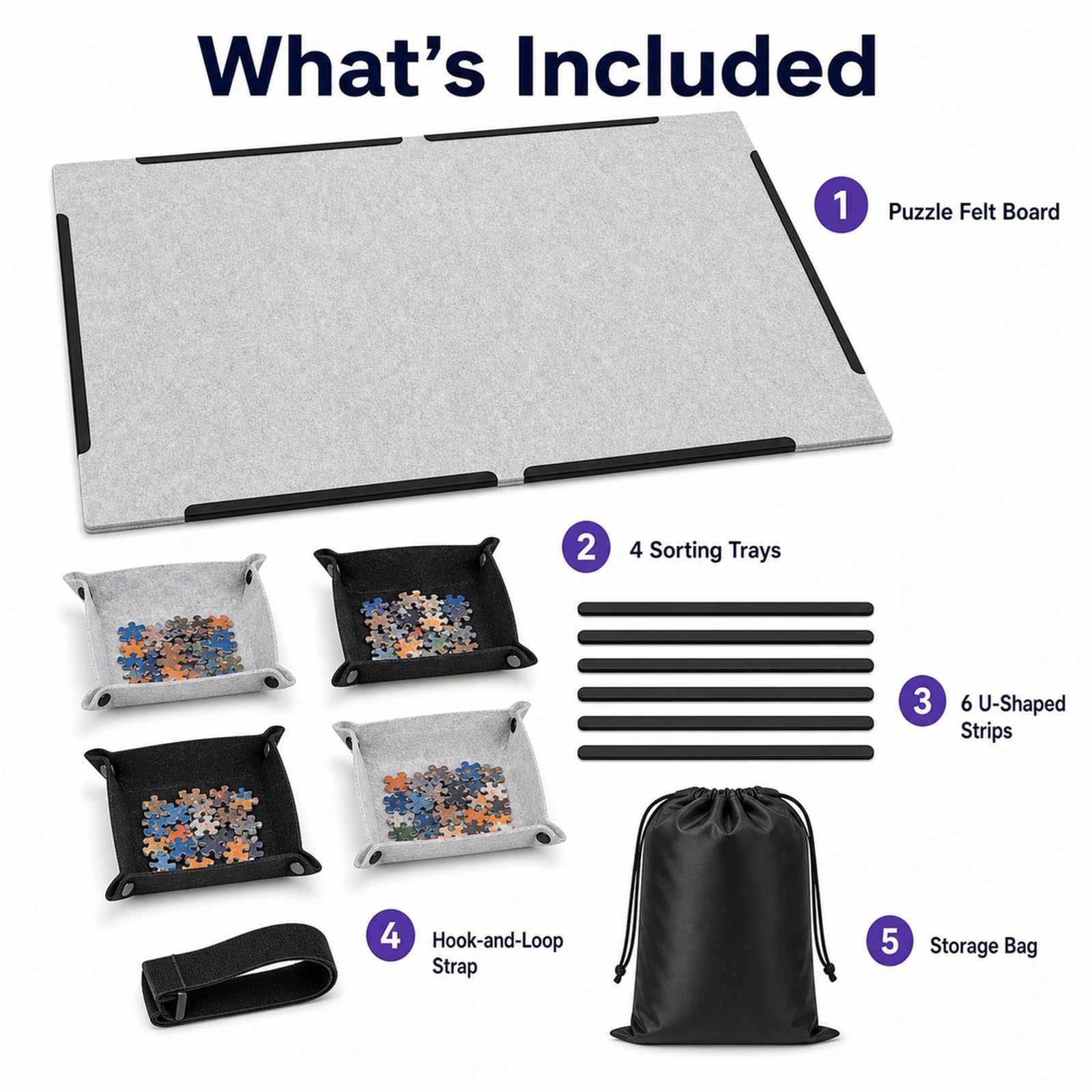 Tablero De Rompecabezas Plegable,Mesa De Rompecabezas De Fieltro,Tablero para Puzzle Inclinable,4 Bandejas De ClasificacióN,Ideal para Adultos Y Amantes De Los Puzzles