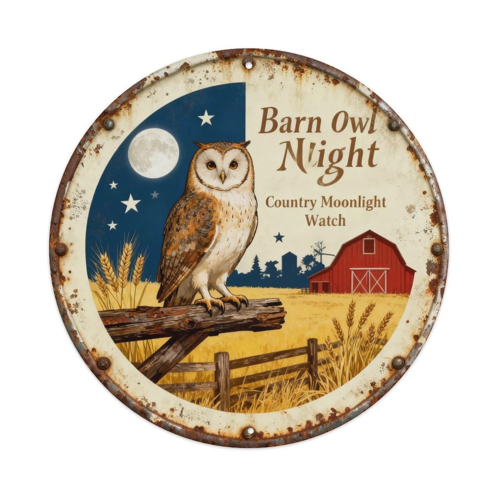 Barn Owl Night Metal Tin Sign Plaque
