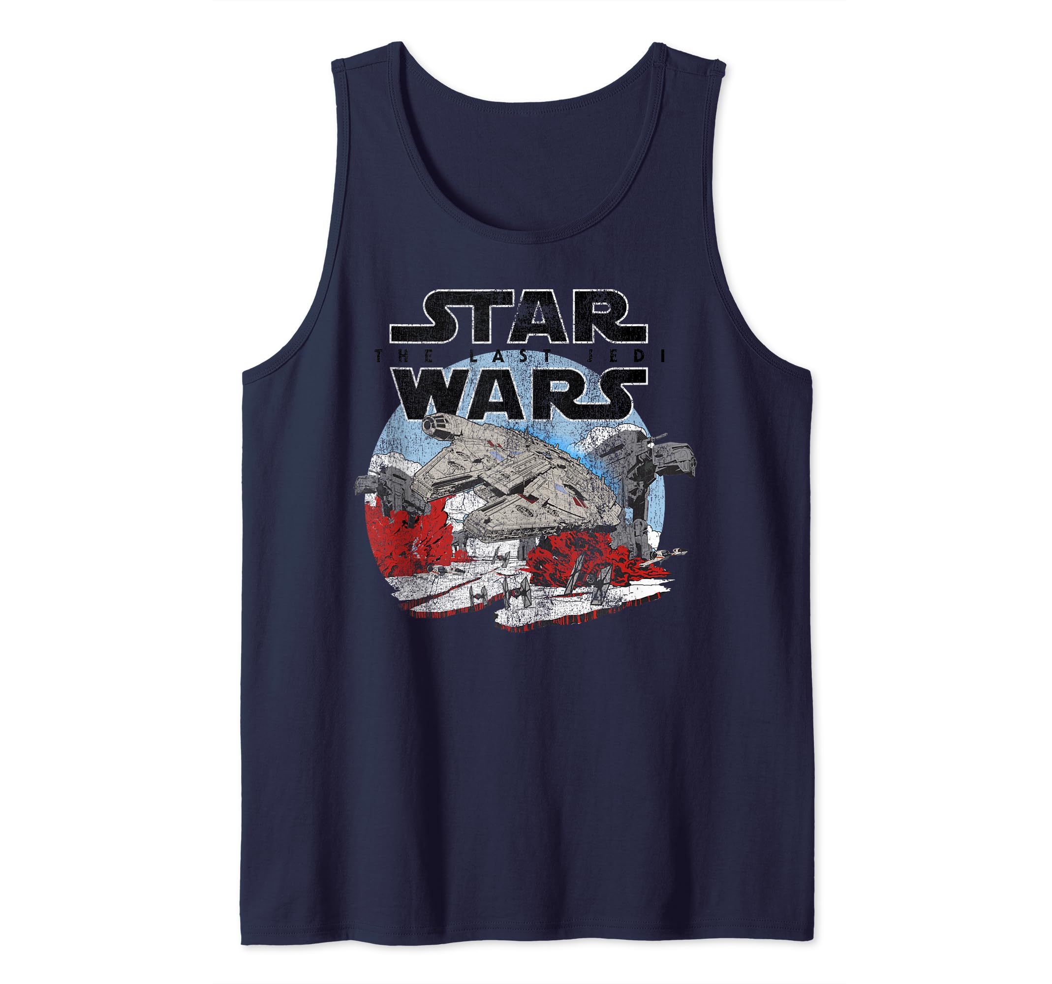 Star Wars Last Jedi Falcon Battle Vintage Tank Top, Blue