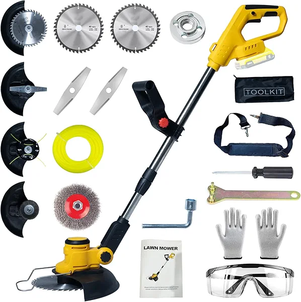 Cordless Weed Wacker for Dewalt 20V Battery with 4 Types Blades, Brushless Motor, Lightweight Grass Trimmer/Brush Cutter for Lawn, Yard and Bush Trimming（No Battery）