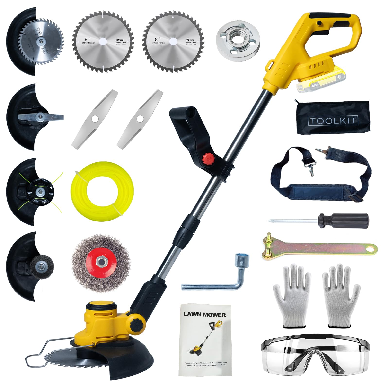 Photo 1 of Cordless  Wacker for Dewalt 20V Battery with 4 Types Blades, Brushless Motor, Lightweight Grass Trimmer/Brush Cutter for Lawn, Yard and Bush Trimming?No Battery?