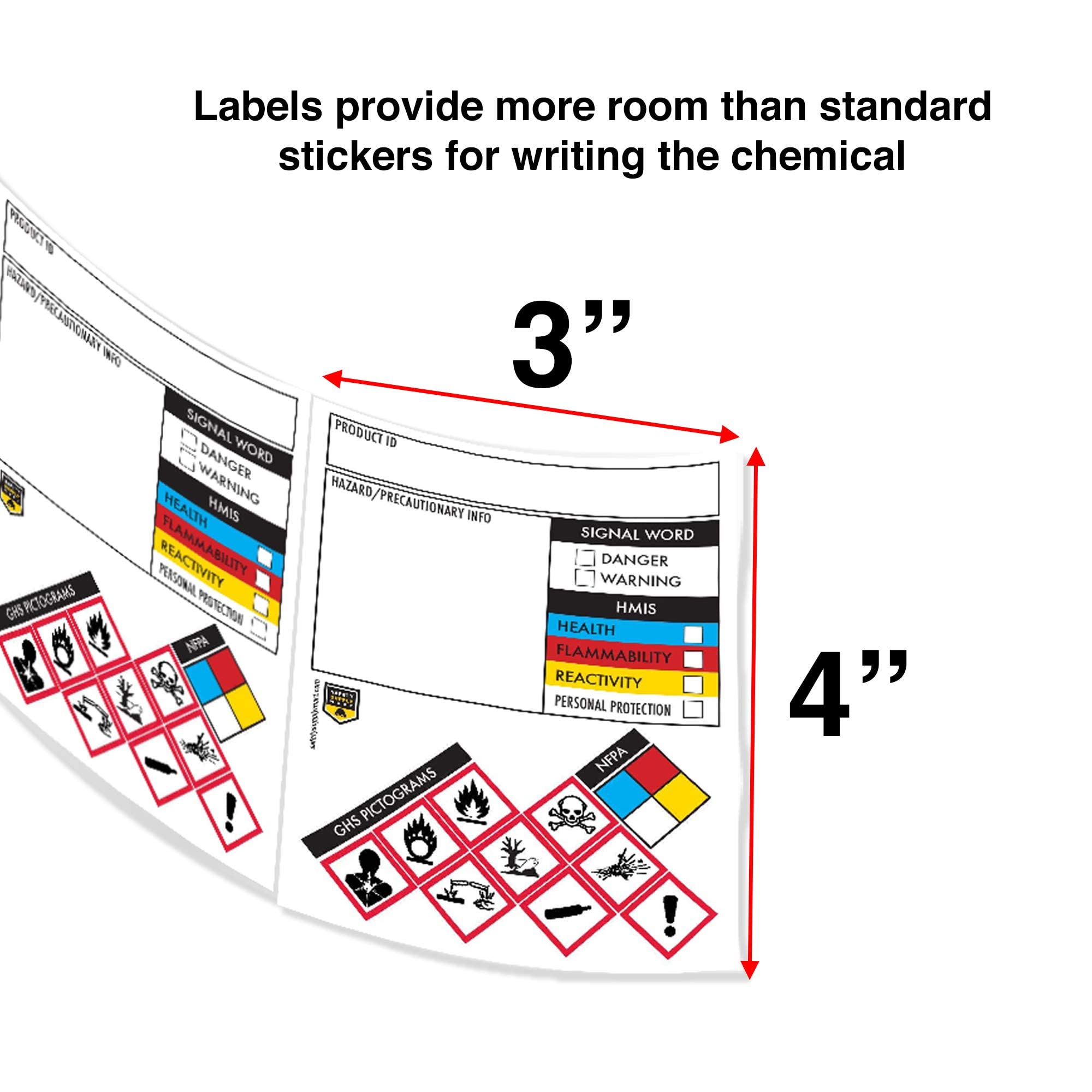 2 Stück Sicherheitsdatenblatt-Aufkleber/MSDS-Aufkleber, 7,6 x 10,2 cm, 2 Rollen à 250 Stück, robust, reißfest, Recht zu wissen, chemische Identifizierung und Markierung Aufkleber, gut sichtbar