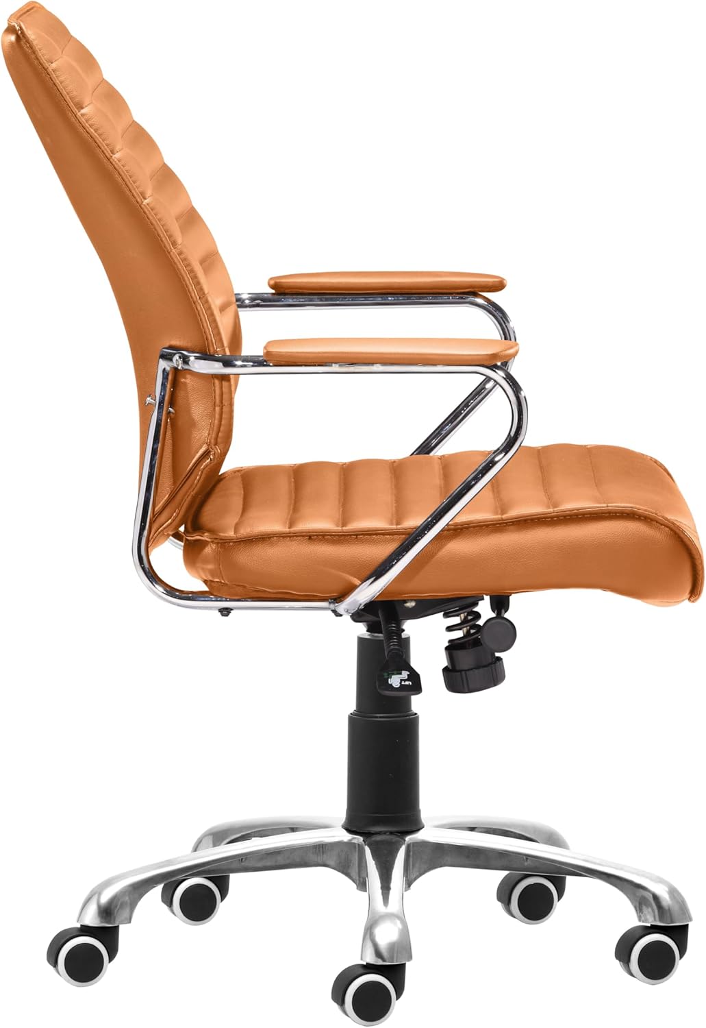 Zuo Enterprise Low Back Office Chair Terracotta, Modern Style, Faux Leather, Plush and Durable Faux Leather Fabric, Steel, Indoor Office, 25.2" W x 23.6" D x 37.4~40.6" H, Non-Stackable