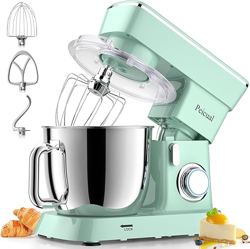 Batidora de pie mejorada para el hogar Peicual de 800 W y 10P de alta velocidad mezclador eléctrico de cocina de 55 cuartos de galón de acero Black,