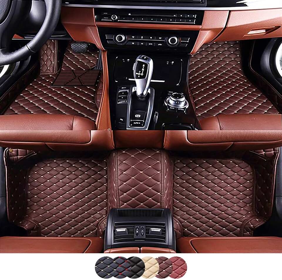 Car Floor Mats Tailored for Mercedes-Benz C Class W204 Sedan 2007-2013 Auto Foot Carpets Faux Leather All Weather Waterproof Full Surrounded Anti Slip 3D Car Liner Rugs (Coffee)