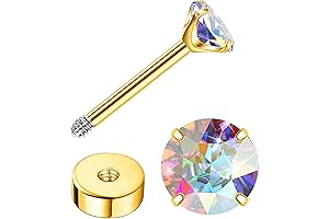 Tiny Stud Earrings for Sensitive Ears Flatback Stud Earrings Cubic Zirconia Earrings...