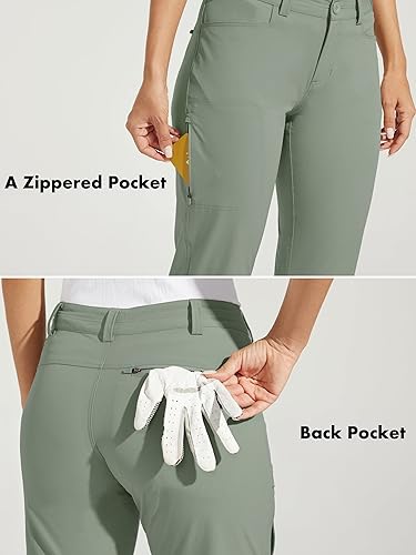 Miniatura 6 de Willit Pantalones de golf para mujer, pantalones de senderismo de secado rápido, ligeros, para exteriores, casuales, con bolsillos, resistentes al