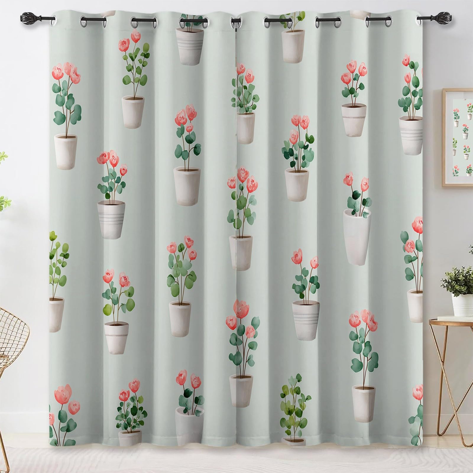 Rideau occultant anti chaleur pour bloquer la lumière du jour et décorer une chambre de motifs fleurs