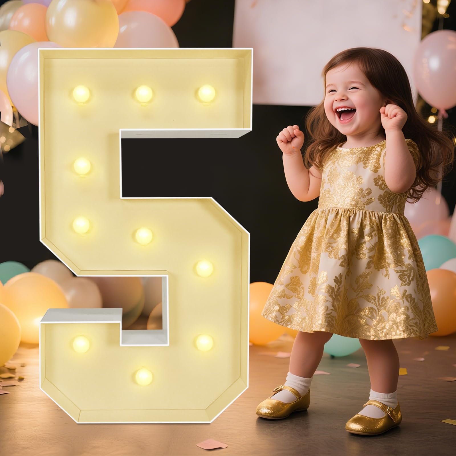 Números iluminados de marquesina: letras decorativas grandes de 91 cm para decoración de fiestas, baby shower, cumpleaños, boda, compromiso, aniversario, 3 pies de alto, tablero de espuma precortado