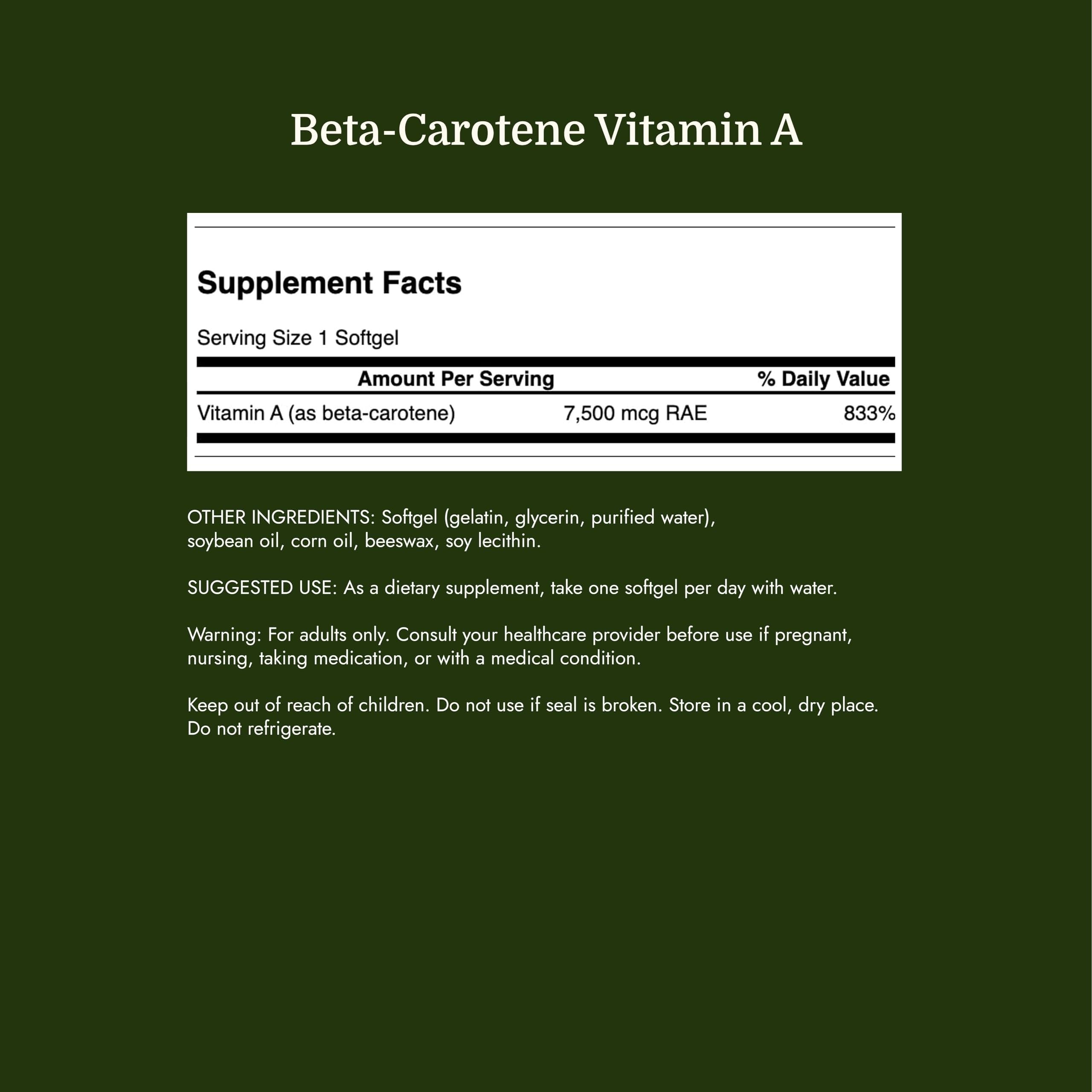 Swanson Beta-Carotene Vitamin A Supplement, Vision Support, 300 Softgels — Amazon image 4
