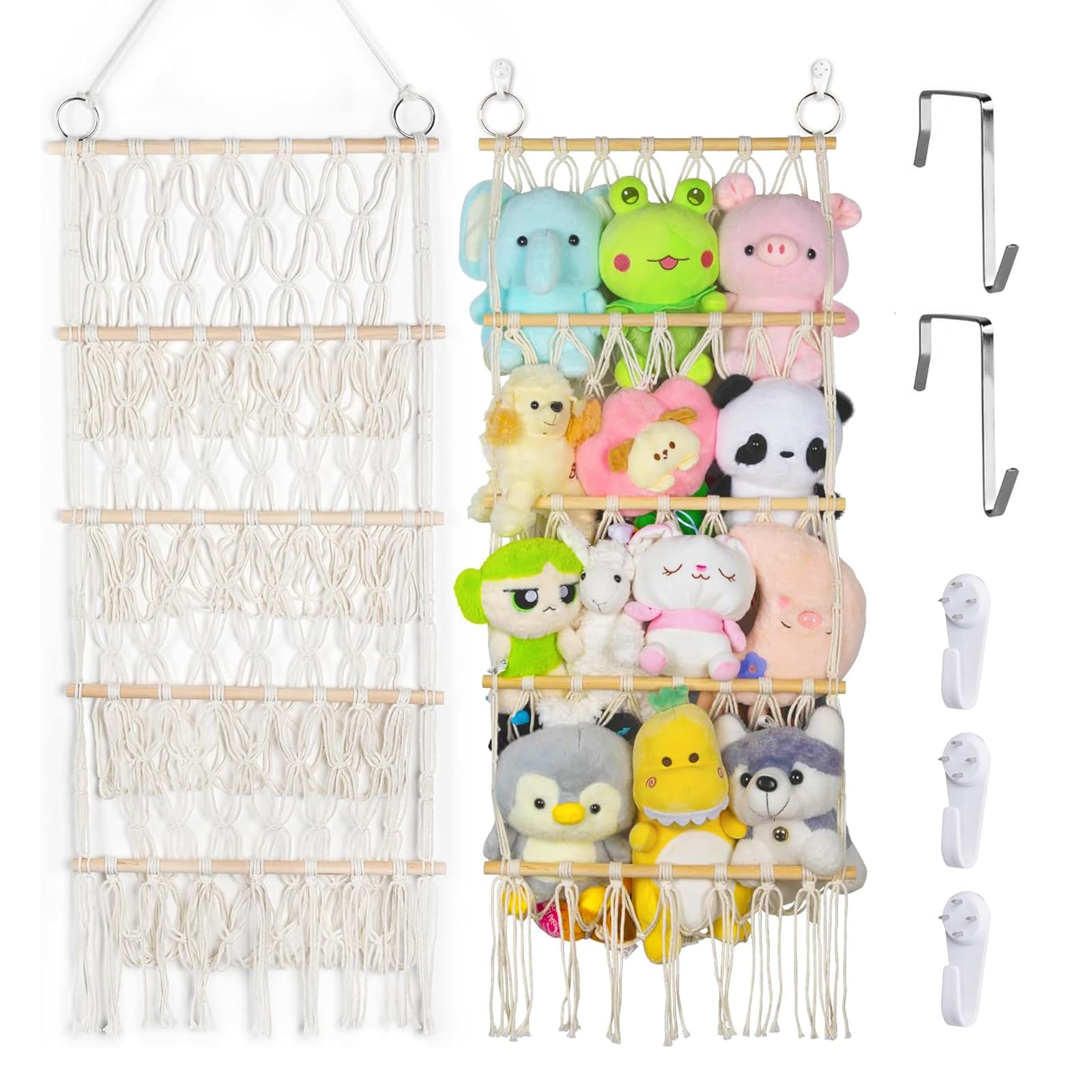 Rangement peluche alouweekuky à 4 niveaux avec crochets adhésifs