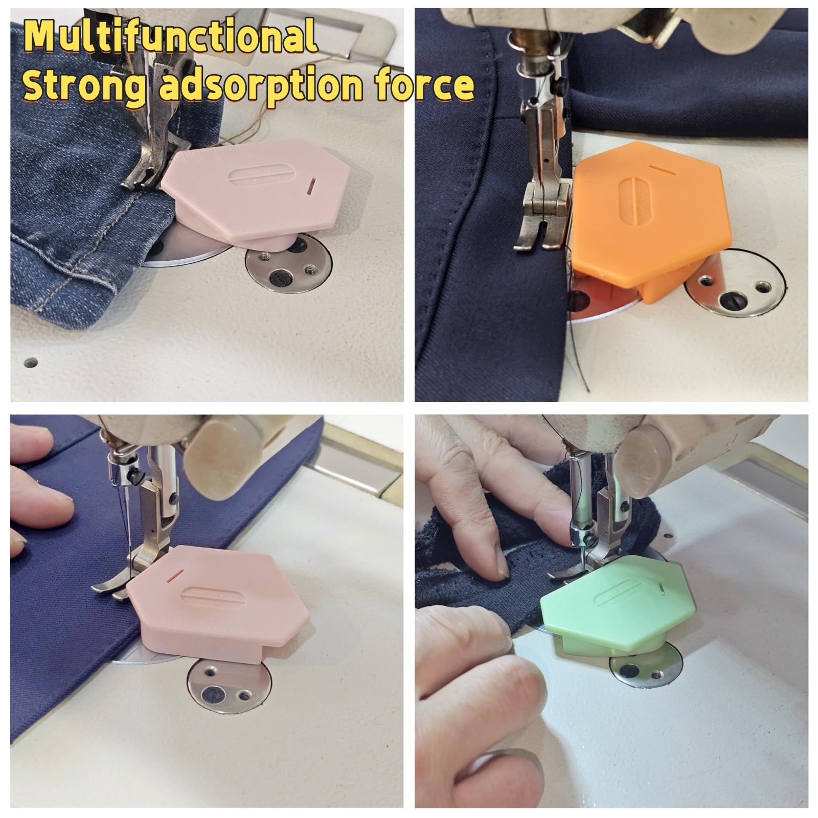 3 Pcs Magnetic Seam Guide for Sewing Machine, Multifunctional Hem Guide for Sewing Machine, Polygonal Multifucntional Seam Guide Hemmer with Scale, Sewing Supplies Accessories