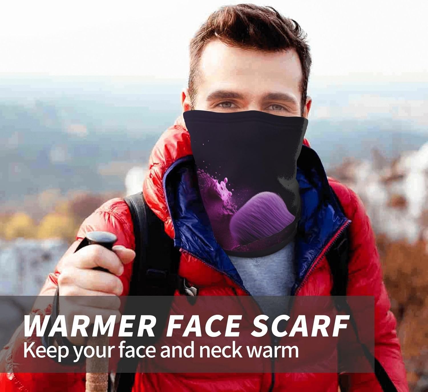 Winter Neck Warmer for Men Women, Purple Brush Neck Gaiter UV Sun Protection Face Mask Windproof Cold Weather Face Cover Thermal Ski Mask Scarf for Outdoor Sports Bandana