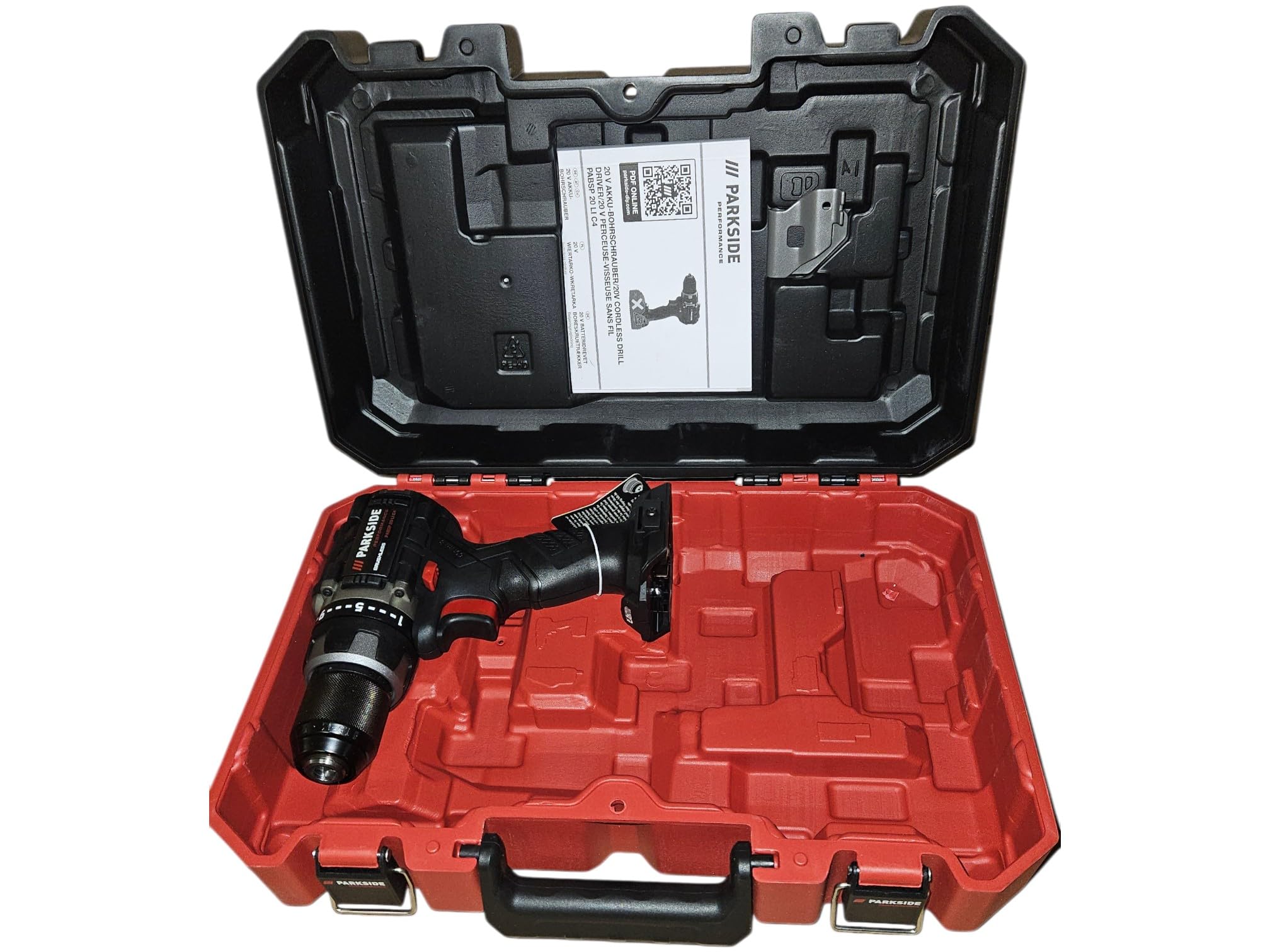 PARKSIDE PERFORMANCE wiertarko-wkrętarka akumulatorowa PABSP 20 Li X20V, bezszczotkowa, LED, 60 Nm (w walizce transportowej, bez akumulatora i ładowarki)
