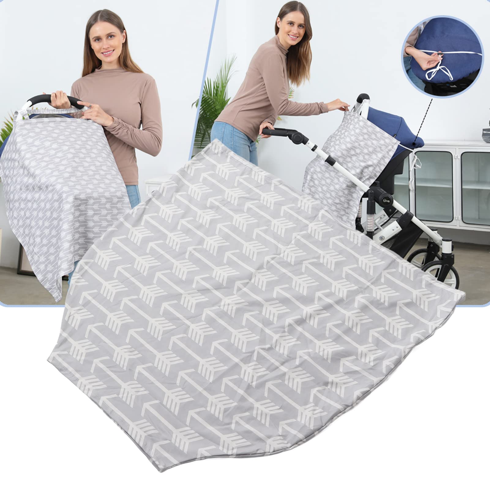 Nursing Cover Up, Mother Breastfeeding Cover, Multipurpose Mother Nursing Cover Breathable Windproof Breast Feeding Cover with Neck Strap for Travel (Arrow)