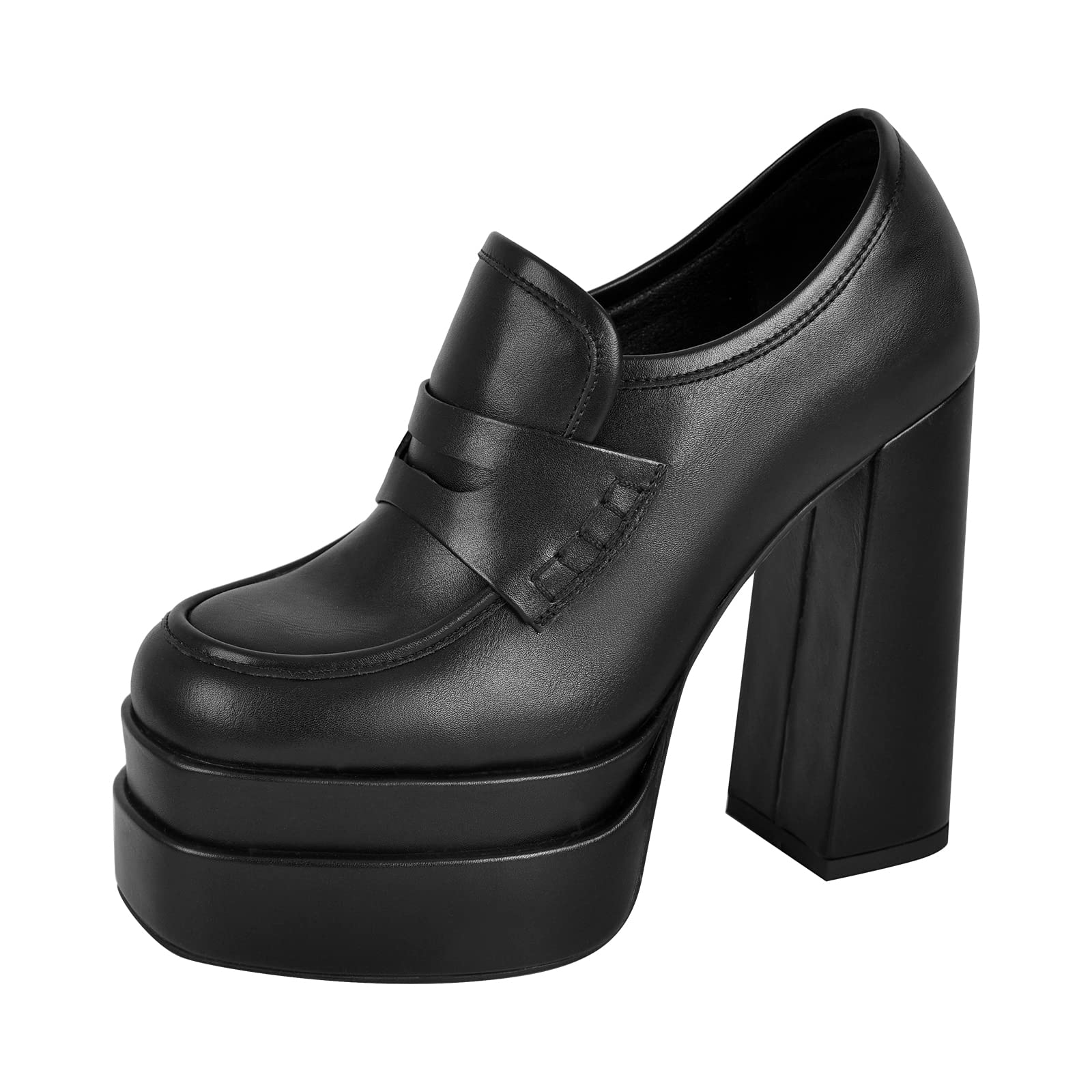 Photo 1 of onlymakerheels Double Platforms Chunky High Heel Loafers Pumps Black Size13