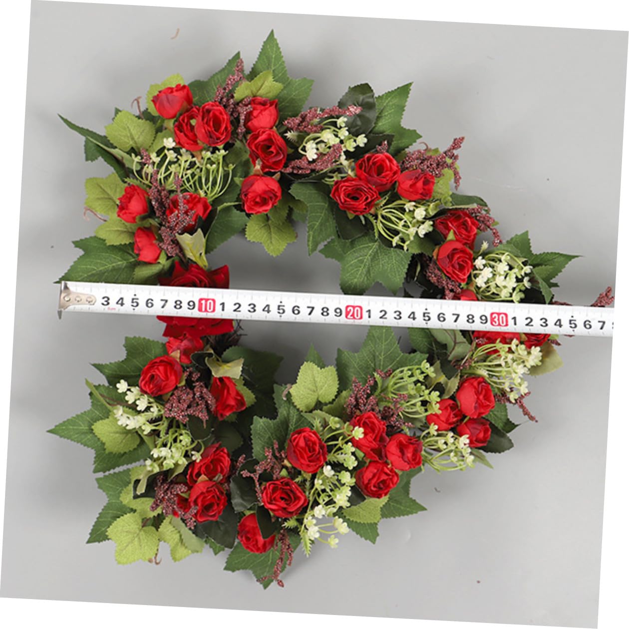 Herzförmiger Valentinskranz Künstlicher Rosenkranz Wandbehang Herzkranz Rote Rosen Dekoration für Valentinstag und Hochzeit