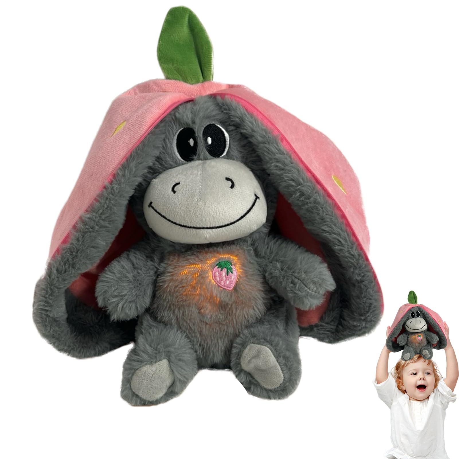 Breathing Stuffed Animals, Fruit donkeys Plush Toy, Breathing Sleep Buddy, Avocado donkeys Comfort Toy, Cute Cartoon Plush Doll For Kids Room Bedroom