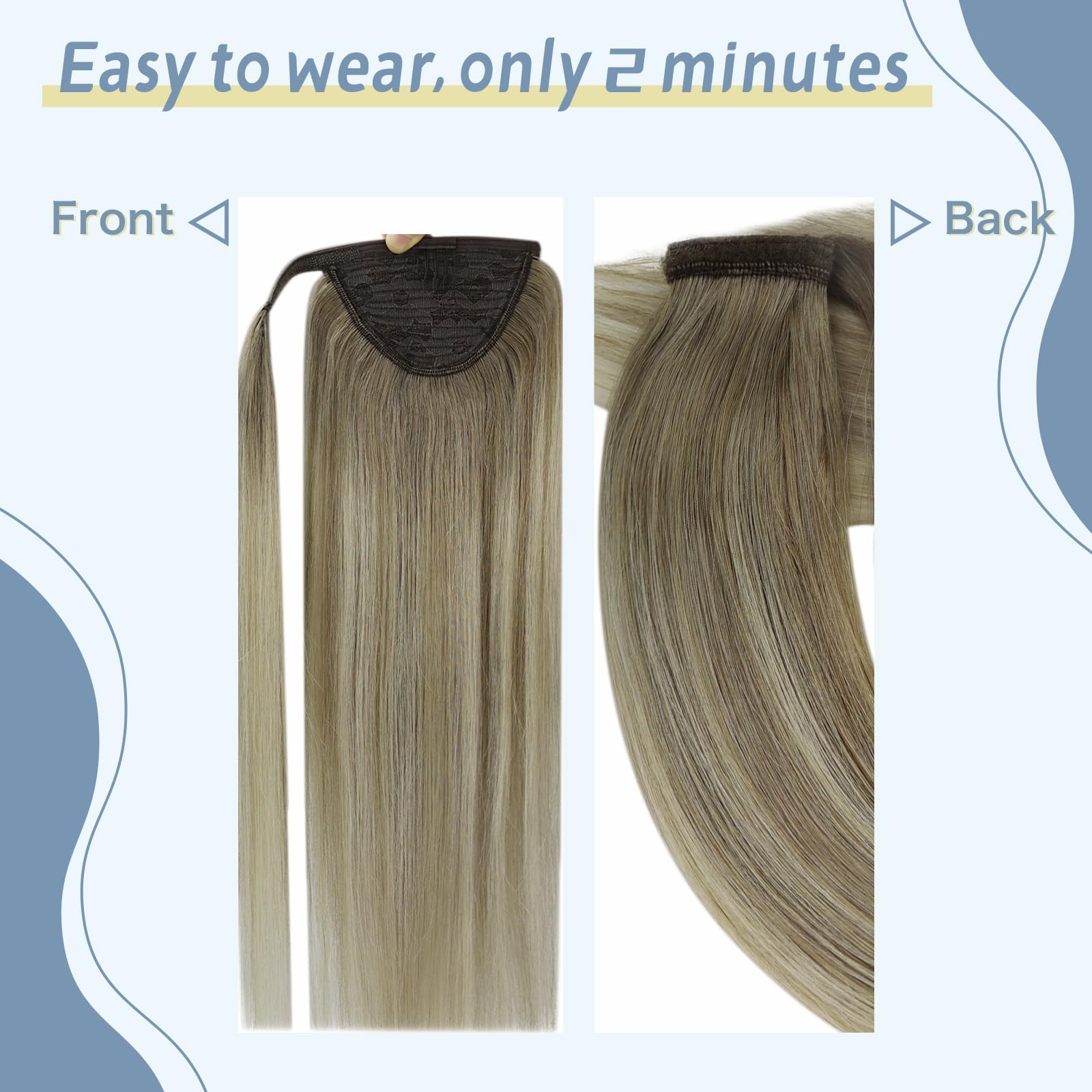 Fshine Extension Coda Di Cavallo Capelli Veri 80g 40cm Extension Coda Umani Castano Chiaro A Biondo Chiaro Con Castano Chiaro Ponytail Extension Capelli Capelli Umani Lisci 8/8/613