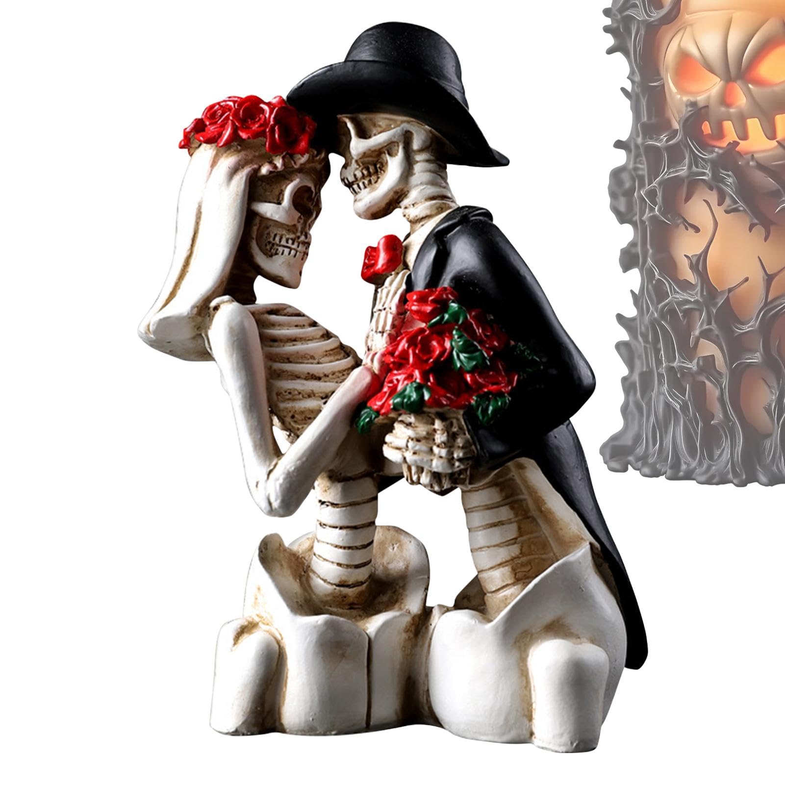 Décoration de squelette de couple romantique et statue mode d'Halloween