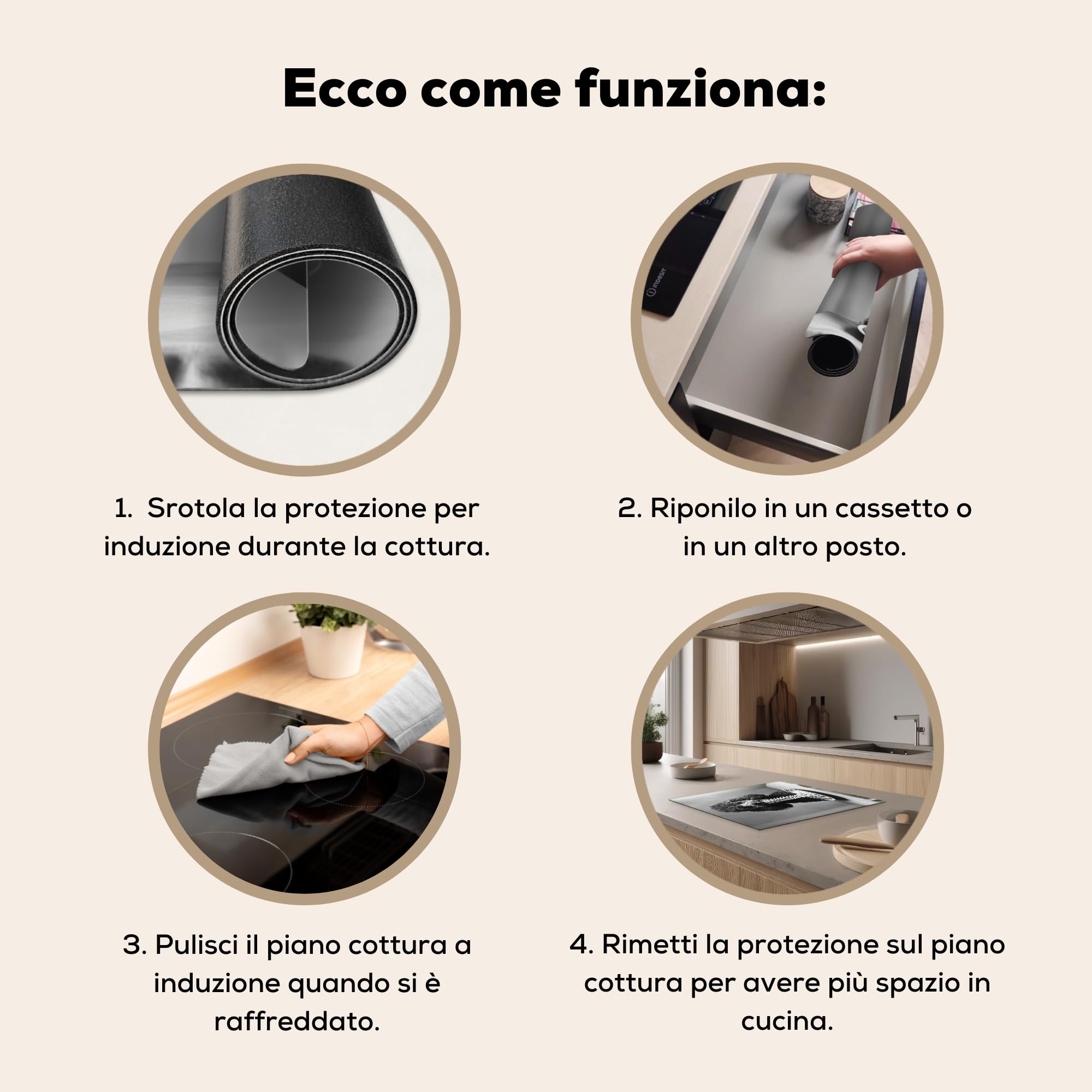 KitchenYeah© Copri Piano Induzione 60x52 cm Cucina Coprifornelli Copertura Protezione Cottura Tutto per la Cucina Barboncino - Cane - Nero - Bianco - Carino - Pasta