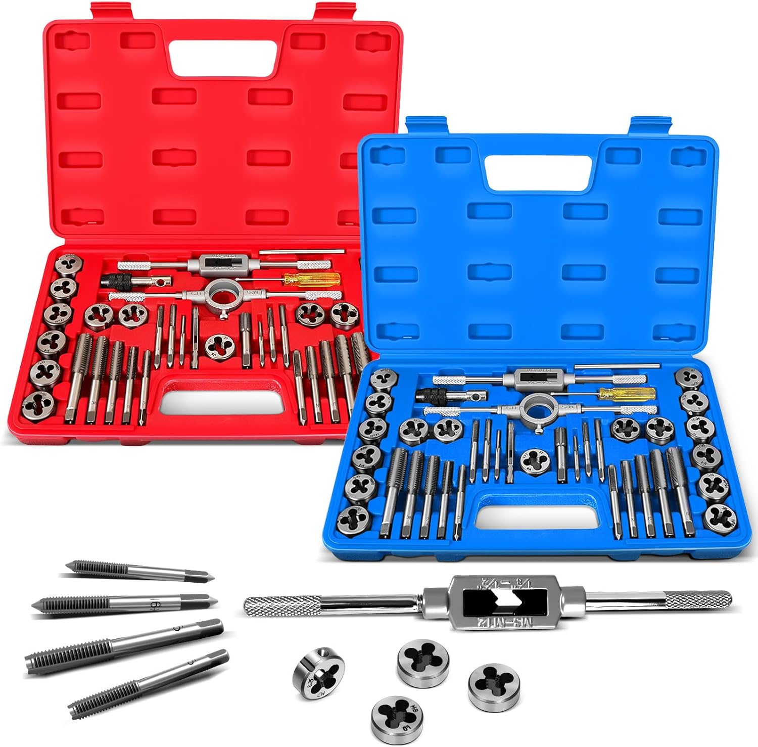80pcs Tap and Die Set Metric | M3, M4, M5, M6, M7, M8, M10, M12 Tap Set and Die Set | Thread Repair Kits for Threading and Rethreading Internal and External Threads