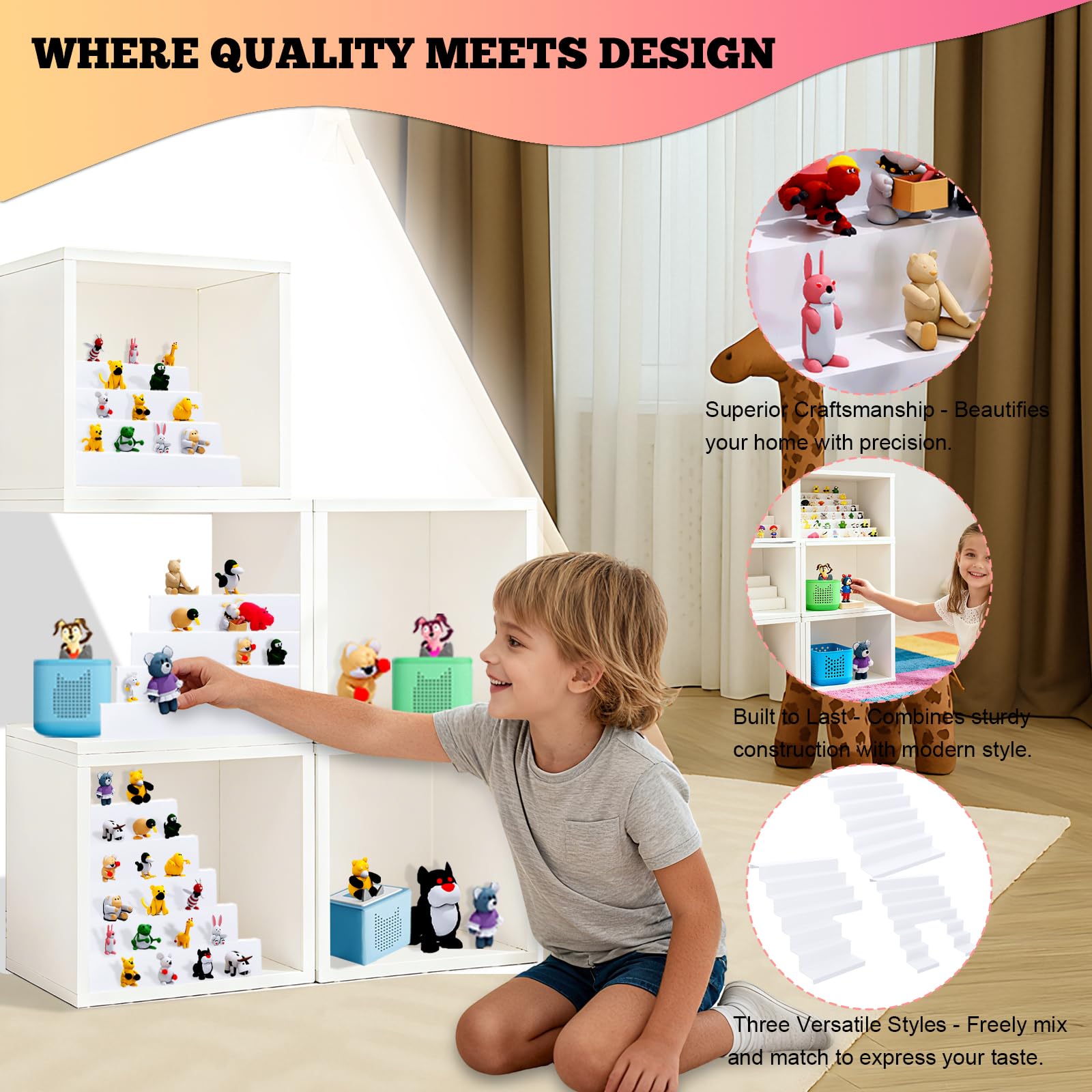Toniebox Étagère pour Tonie appliquée à IKEA KALLAX – Organiseur de rangement magnétique pouvant contenir plus de 50 figurines et boîte de Toniebox | Étagère blanche pour enfants avec maintien