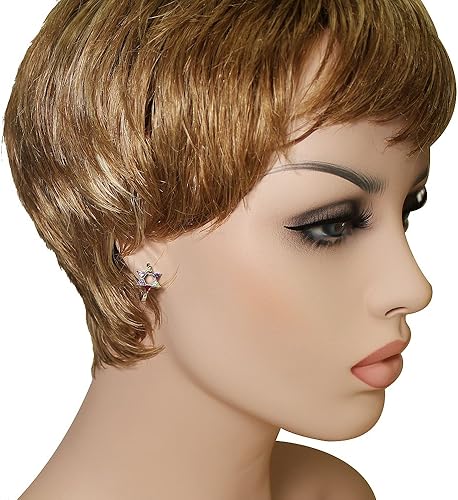 Miniatura 3 de Aretes de aro de plata de ley 925 con circonita cúbica transparente y multicolor con estrella judía de David