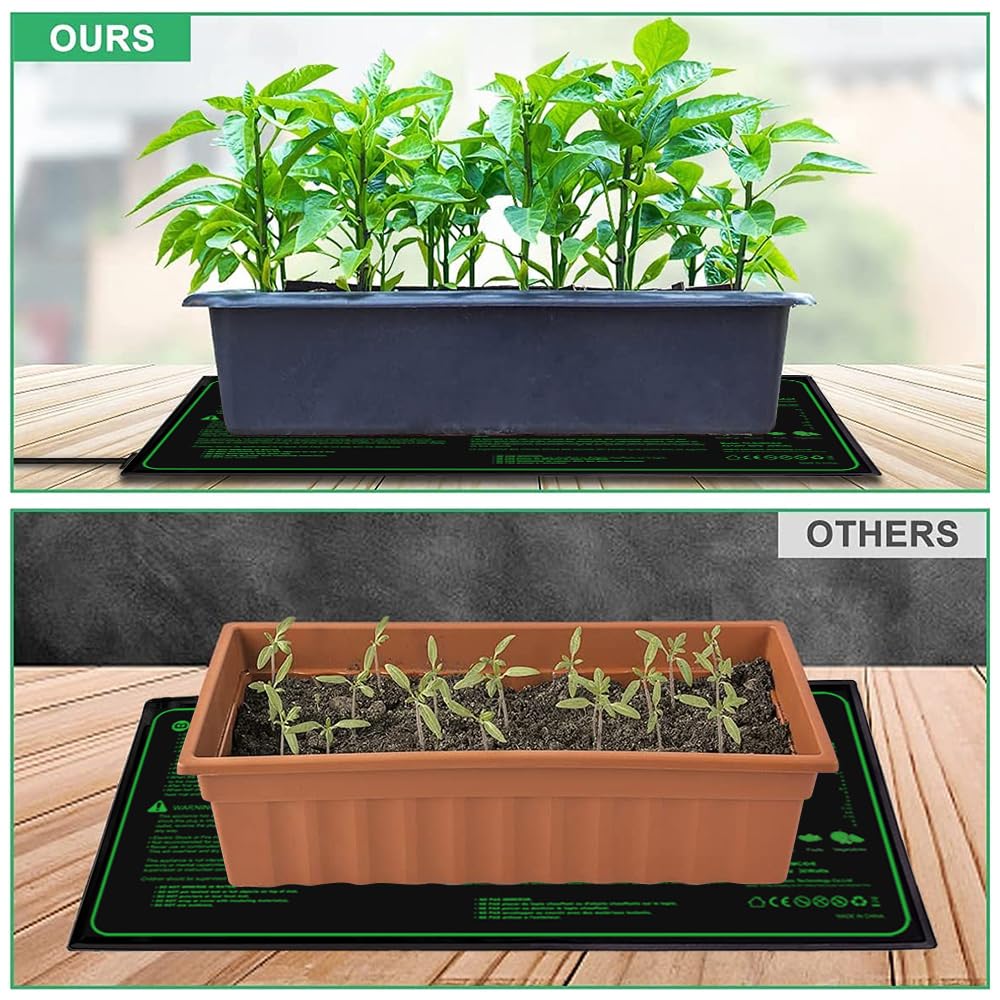 Estera calefactora para Plantas, Alfombrilla de Calor para Plantas con Controlador de termostato,de Plantas y Reptiles para Jardín Hidropónico Cultivo Manta Térmica de Semilla Negro 20x 10 inch