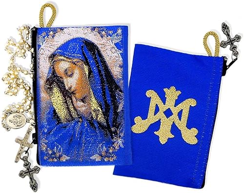 Alexandra Int'l Nuestra Señora de los Dolores Icono Símbolo de la Santísima Virgen María Tapicería Bolsa de Rosario 4 12 Pulgadas