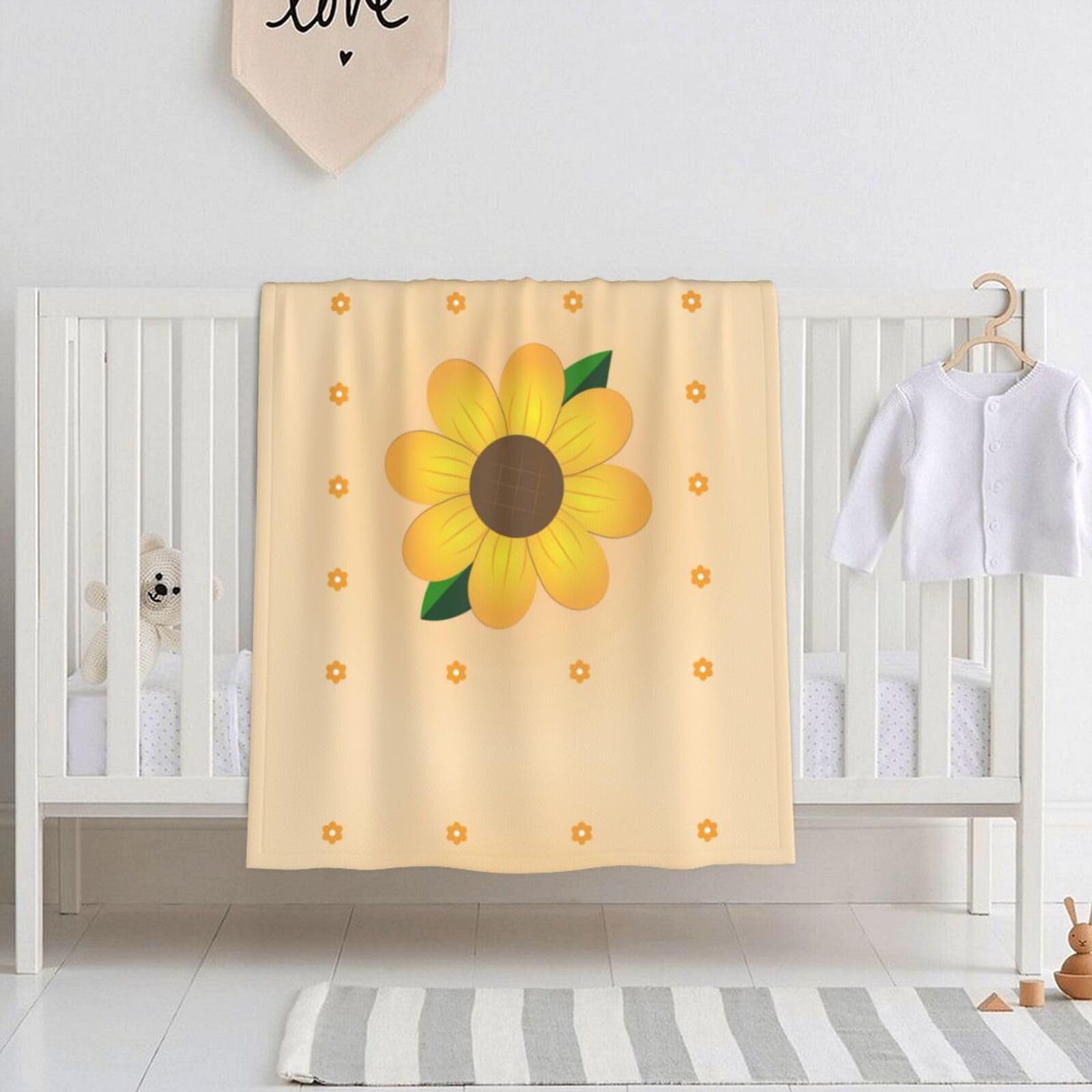 WBQLSL Golden Sunflower Ultra-Soft Baby Blanket, 30" x 40" Newborn Swaddle & Nursing Throw Blanket