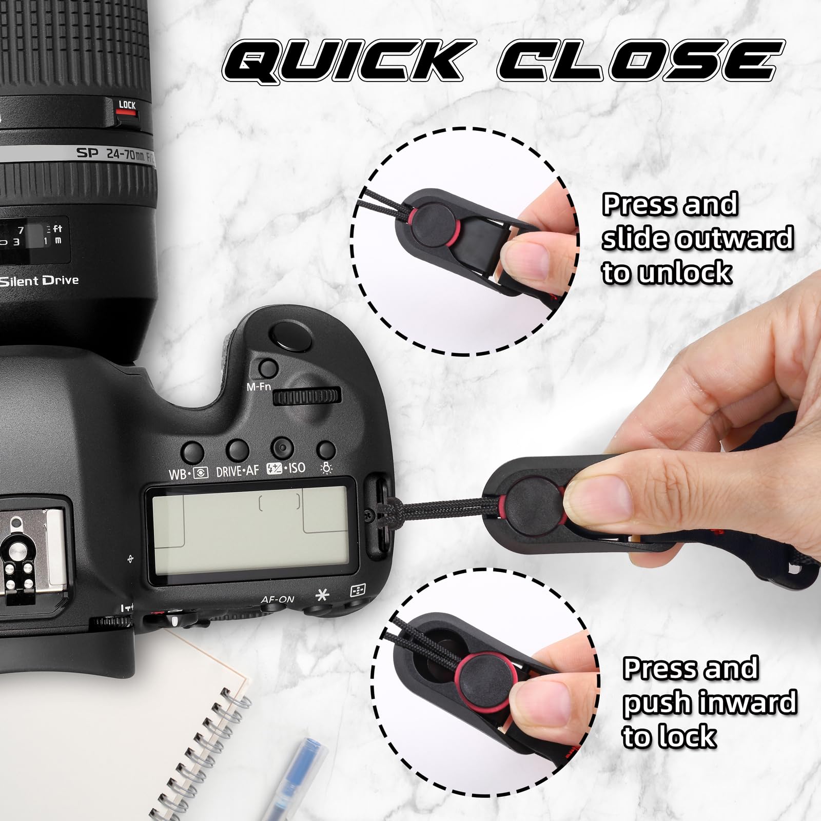 Kamera-Schultergurt mit Schnellverschluss, Verstellbarer Kameragurt: Nylon Kamera Band kompatibel mit Sony Canon Nikon Fuji-Kamera, andere DSLR-Spiegelreflexkameras