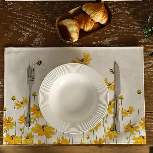 Miniatura 3 de ARKENY Manteles individuales florales de verano de 18 x 12 pulgadas, decoración de primavera de temporada, casa de campo, interior, reunión