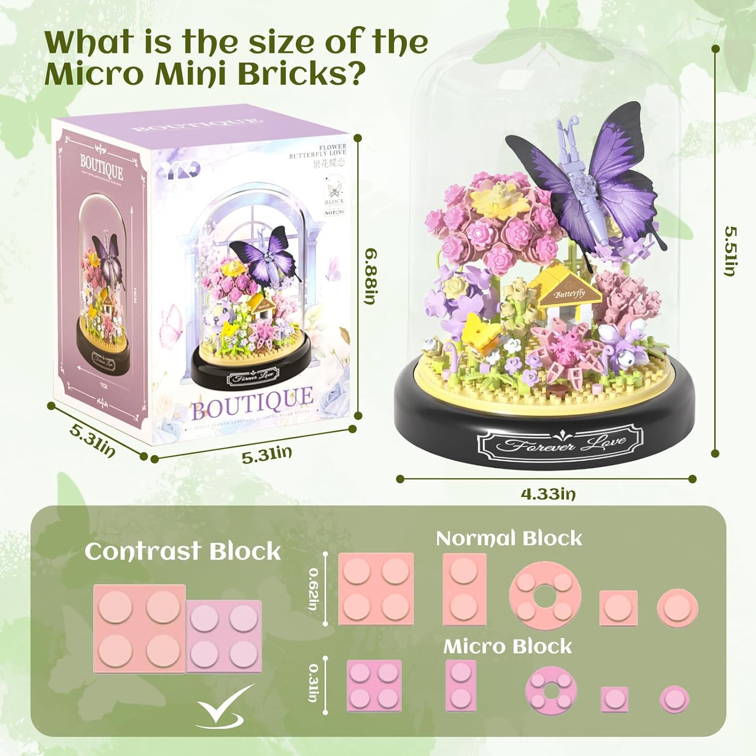 Flower Bouquet Building Kit for Adults Animals Flowers 582 PCS Botanical Collection Mini Building Blocks Set - Image 3
