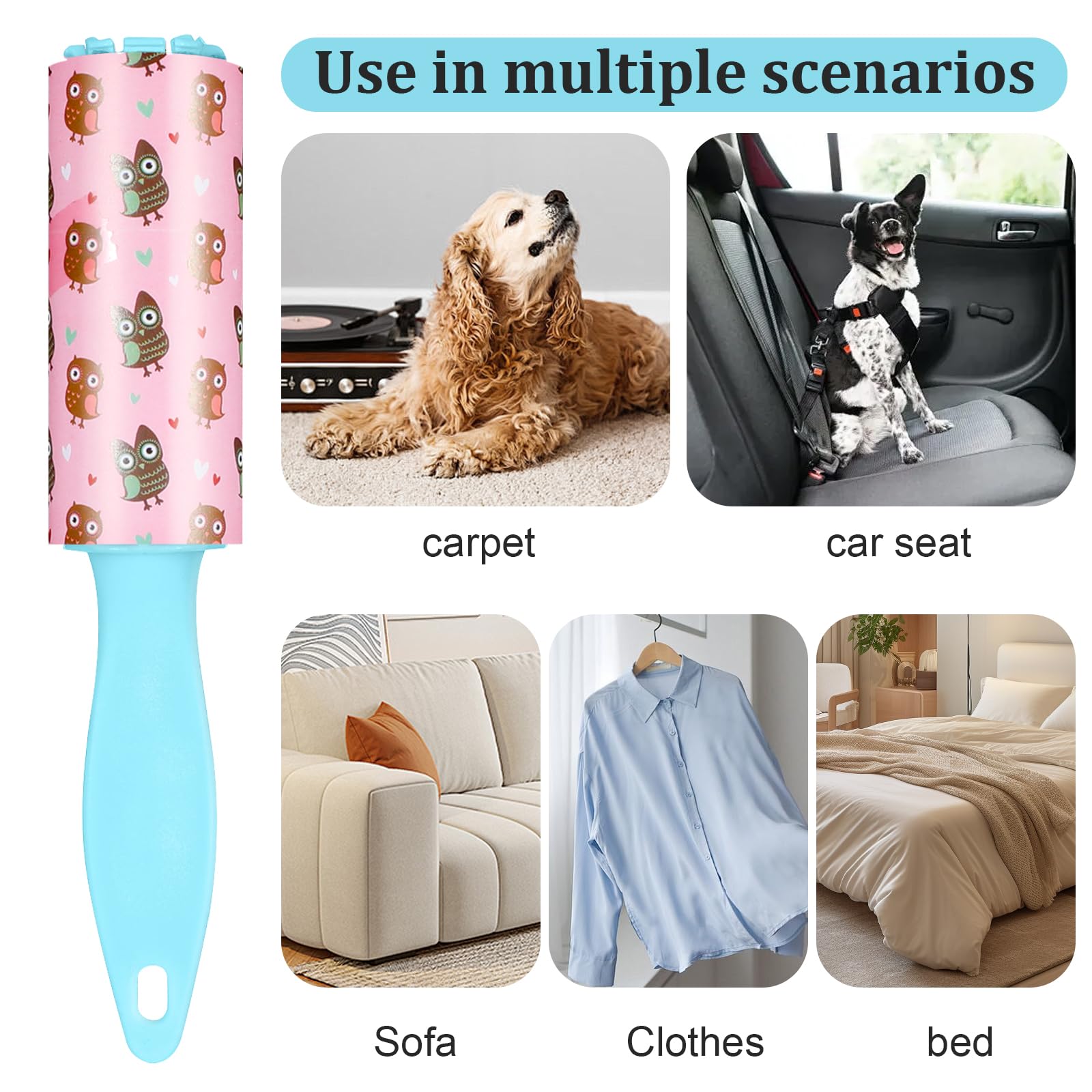 40 mini rulli per pelucchi da viaggio, piccolo rullo per pelucchi da viaggio, con 30 fogli ciascuno, compatto e portatile per peli di animali domestici, vestiti, mobili, interni auto, 15 x 3 cm