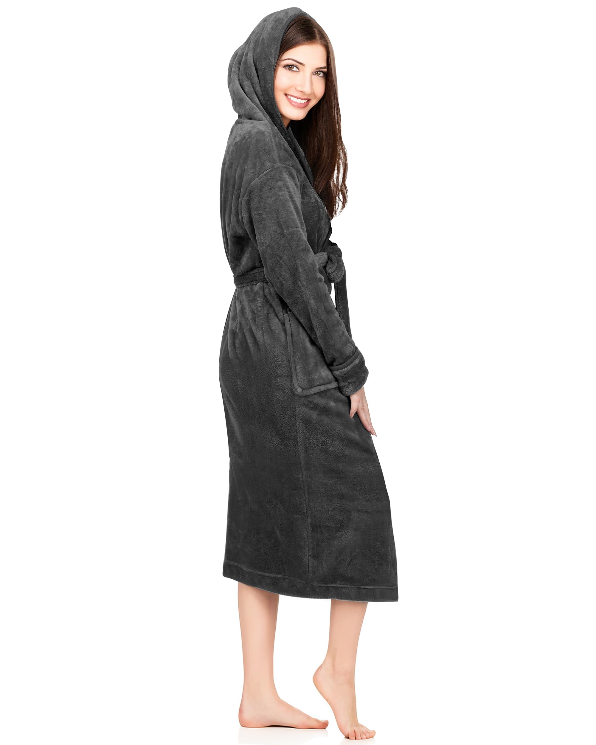 NY Threads Bata con capucha para mujer, suave y acogedora, ropa de dormir Loungewear