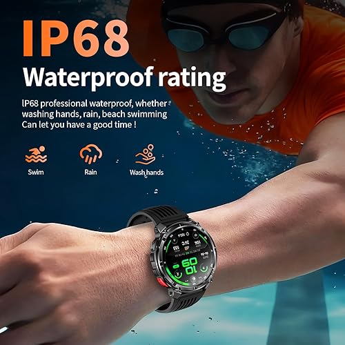 Miniatura 8 de Reloj inteligente para hombre para teléfonos Android y iPhone, relojes inteligentes deportivos militares para hombres, reloj de seguimiento de