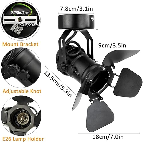 Miniatura 5 de Foco de techo vintage E27 Spot Light Industiral Spot Luz de Paredtecho Ajustable Metal Colgante Iluminación (Estilo Fijo)
