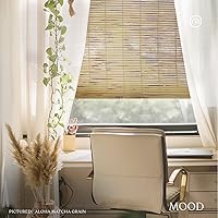 Vista 2 de MOOD Persianas de bambú personalizadas, Aloha, persianas romanas de bambú inalámbricas para ventanas y puertas (tejido natural), grano Aloha Matcha