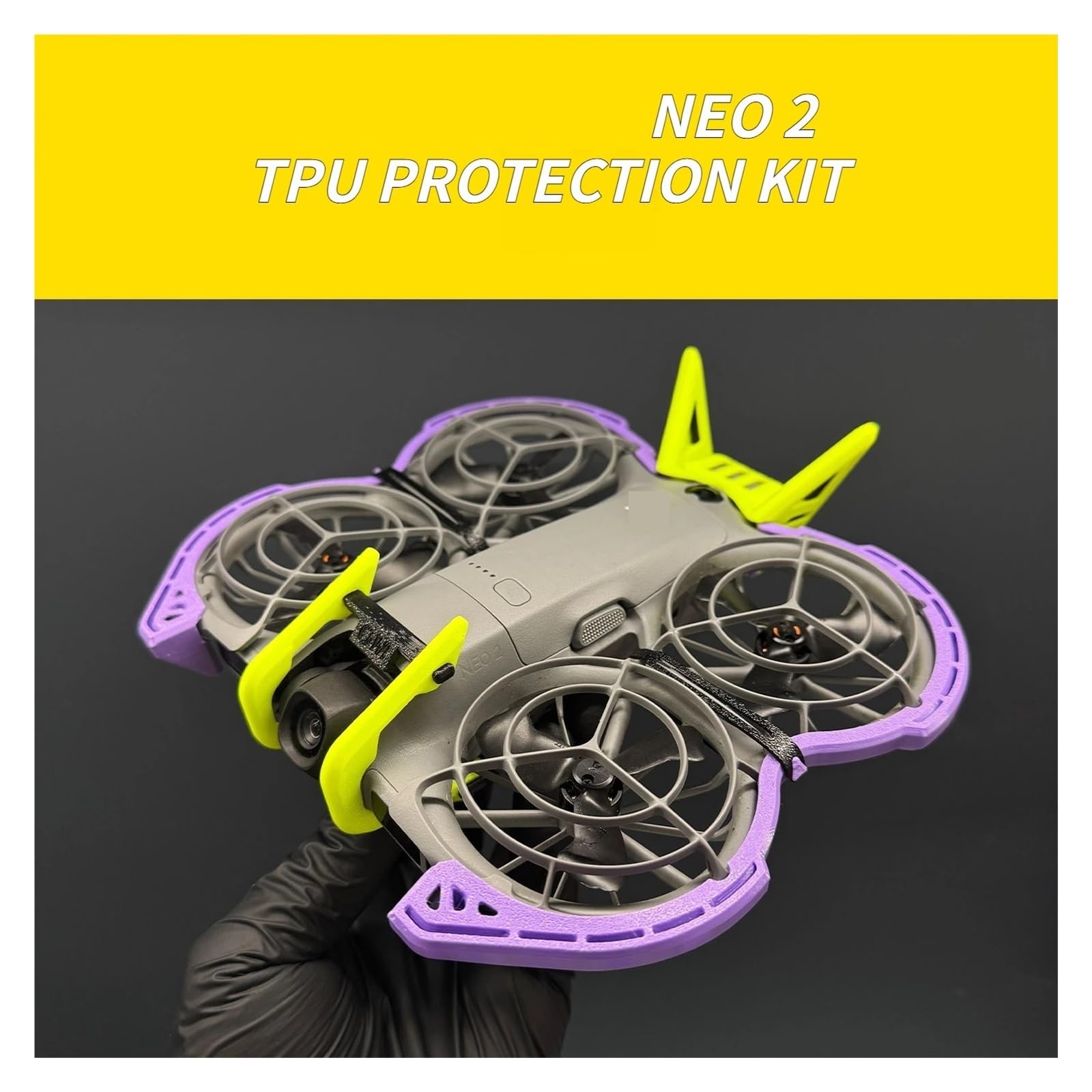 Compatible con Neo 2 4 en 1 TPU Protector anticolisión Barra de Parachoques cardán protección anticaída Accesorio for Dron Trasero(Black)