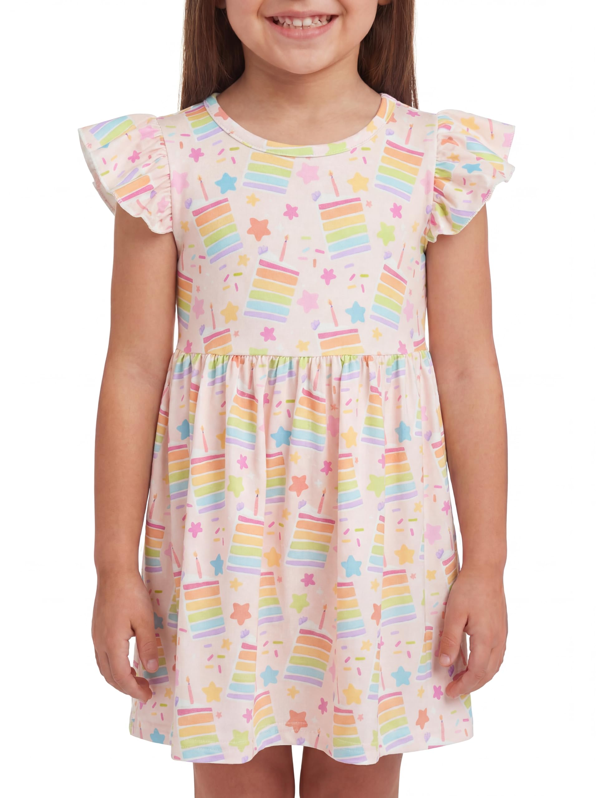 Unique Baby Girls' Short Sleeve Everyday Printed Dresses for Kid and Toddler, Sizes 2T-12Y
