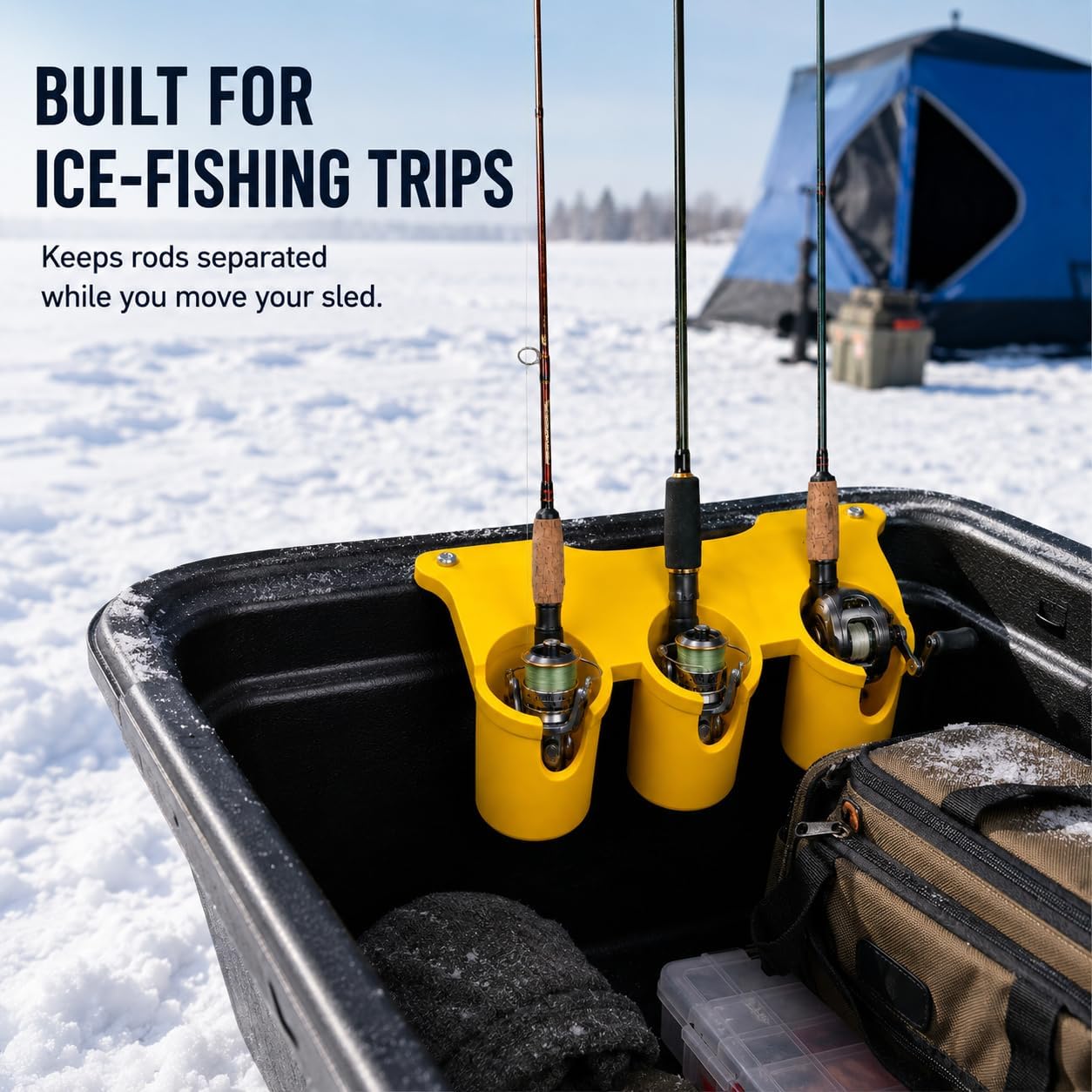 Ice Fishing Rod Holder for Sled, Multi-Rod Secure Mount Storage Rack, Quick Access & Stable Fixing for Ice Fishing Gear Transport Outdoor Use image 5