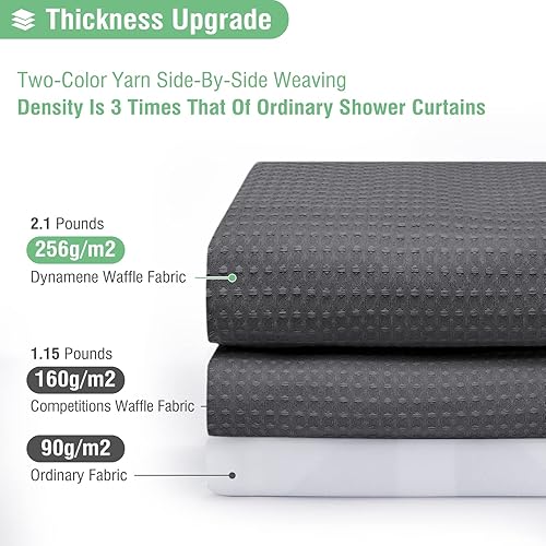 Miniatura 2 de Dynamene Cortina de ducha larga de tela  78 pulgadas de largo, cortinas de ducha de tela ponderada para baño, juego de cortina de baño de lujo