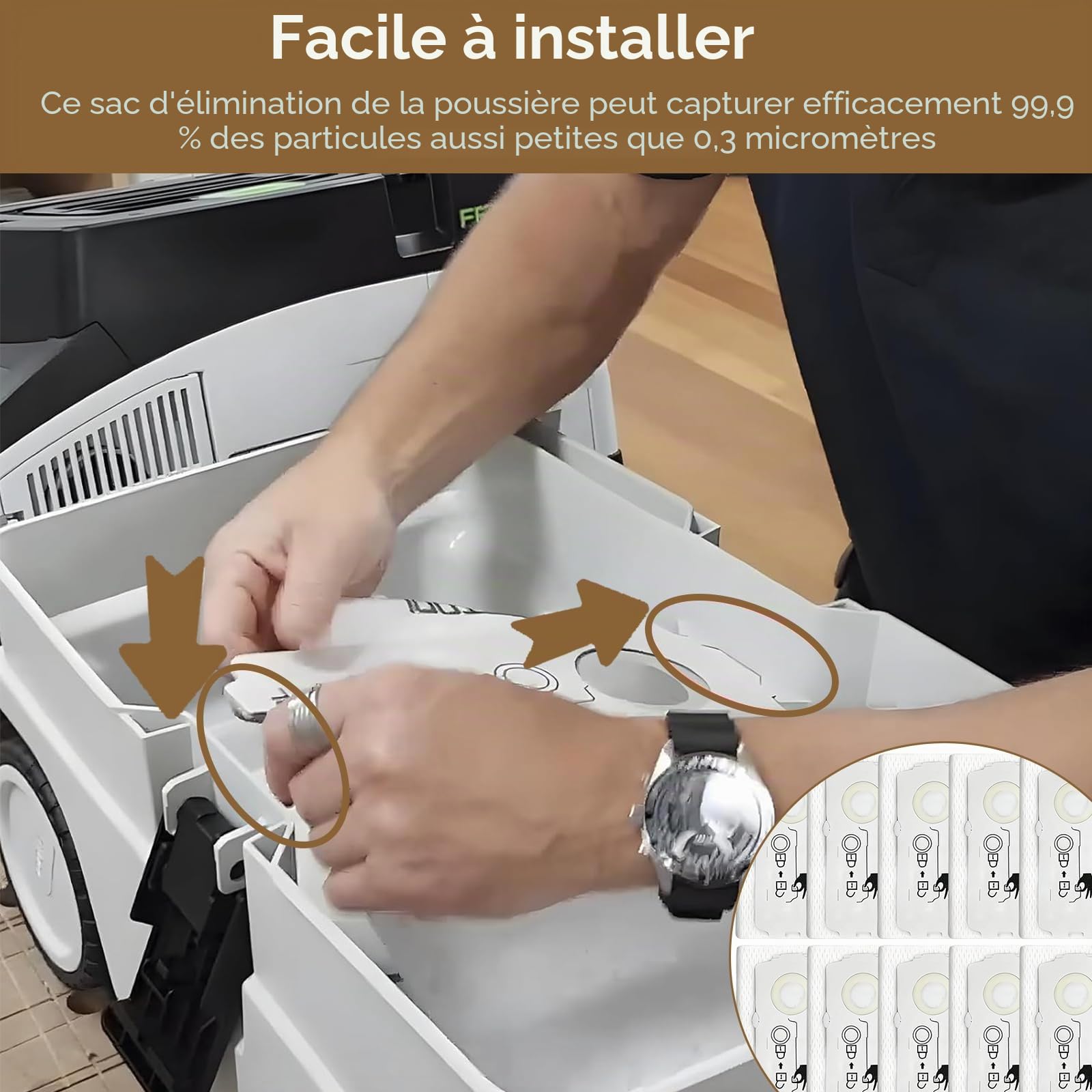 Lot de 10 sacs à poussière de rechange pour collecteur de poussière 204308 | Mini sac filtrant pour Festool CT MINI/CT MINI I/CT MIDI/CT MIDI I/CTC MINI/MIDI/CT 15 à partir de 2019