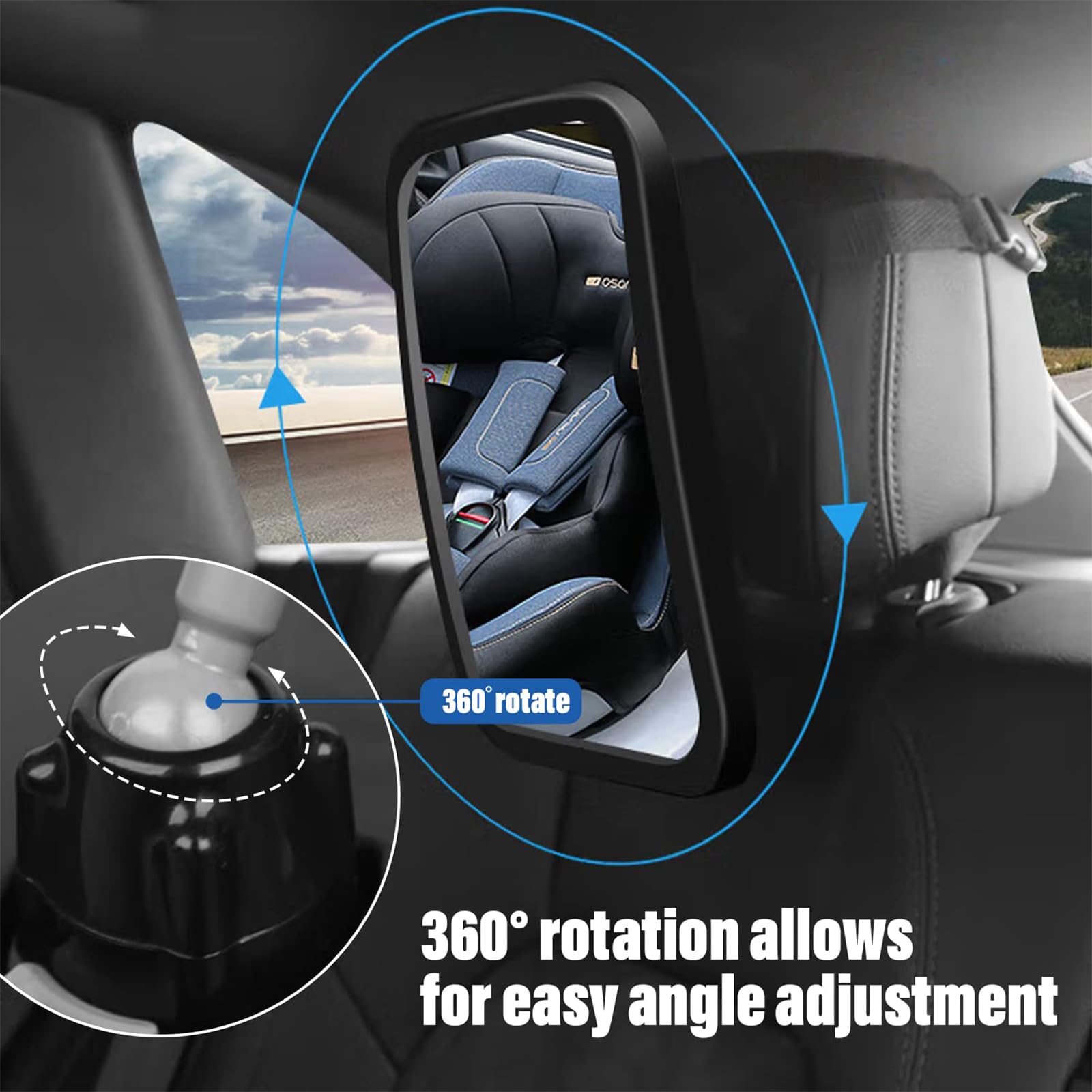 Headrest Mount Baby Mirror For Non Adjustable Headrest Baby Car